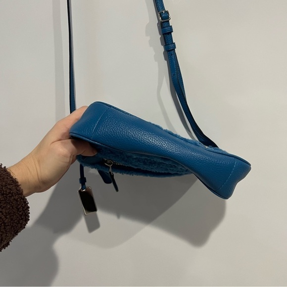 Coach Bright Blue Shearling Leather Rhyder Pochette Crossbody Bag - Picture 4 of 15